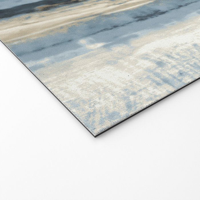 Distressed Blue and White Watercolor Stripe Welcome Mat Gallery Image 2