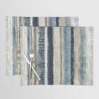 Distressed Blue and White Watercolor Stripe Placemat Gallery Image 1