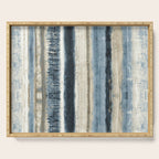 Distressed Blue and White Watercolor Stripe Serving Tray Gallery Image 1