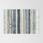 Distressed Blue and White Watercolor Stripe Rug Gallery Image 2
