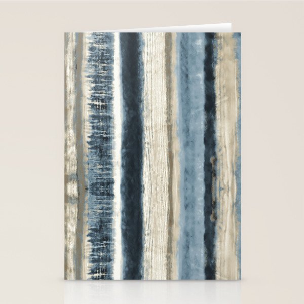 Distressed Blue and White Watercolor Stripe Stationery Card Gallery Image 2