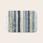 Distressed Blue and White Watercolor Stripe Bath Mat Gallery Image 1