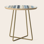 Distressed Blue and White Watercolor Stripe Side Table Gallery Image 1