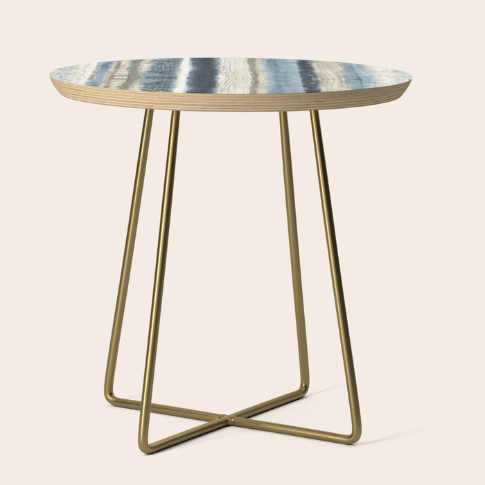 Distressed Blue and White Watercolor Stripe Side Table Gallery Image 1