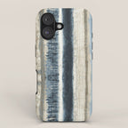 Distressed Blue and White Watercolor Stripe iPhone Case Gallery Image 1