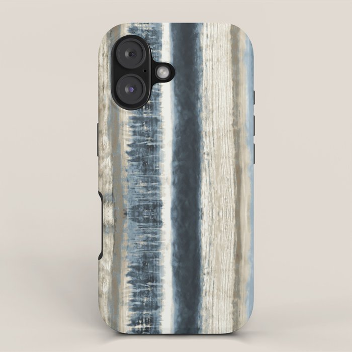 Distressed Blue and White Watercolor Stripe iPhone Case Gallery Image 1
