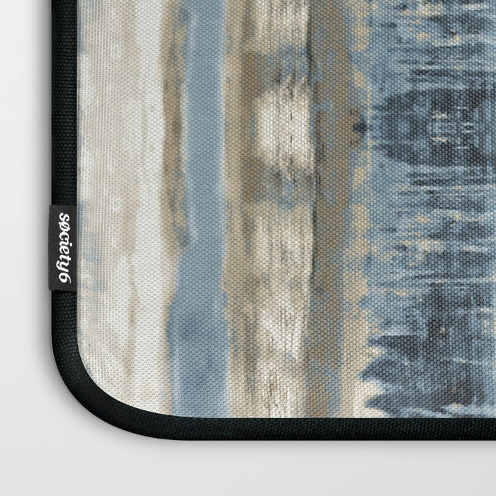 Distressed Blue and White Watercolor Stripe Laptop Sleeve Gallery Image 3