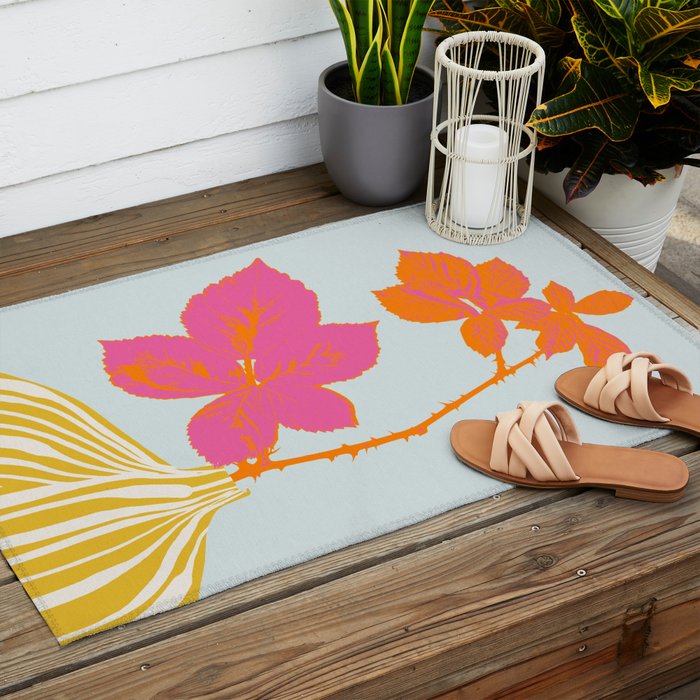 Plant based happyness Blackberry still life Outdoor Rug Gallery Image 2