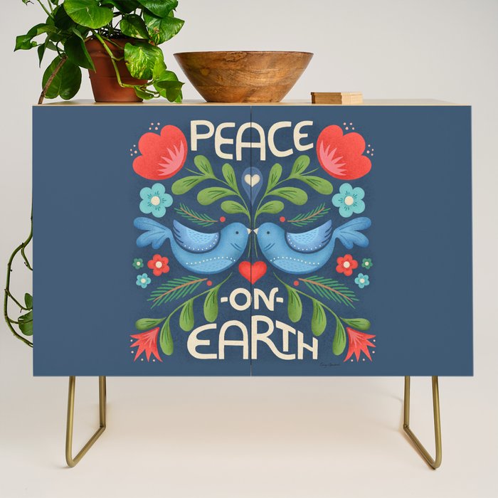 Peace On Earth Doves - Blue Credenza Gallery Image 1