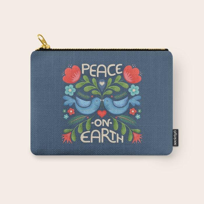 Peace On Earth Doves - Blue Carry All Pouch Gallery Image 1