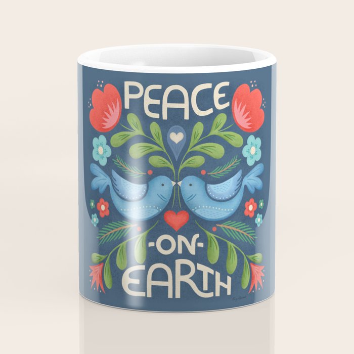 Peace On Earth Doves - Blue Coffee Mug Gallery Image 4