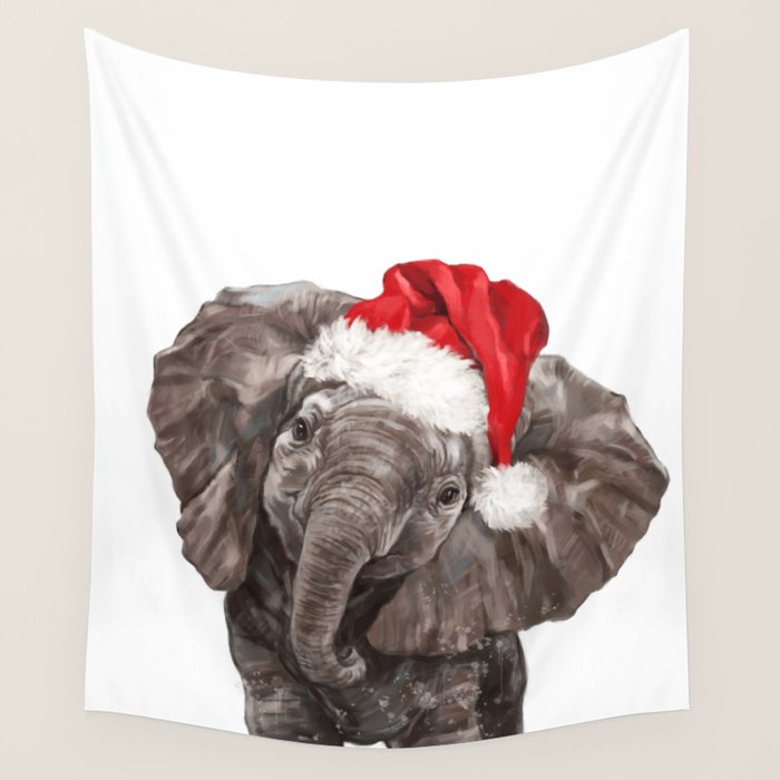 Christmas Baby Elephant Wall Tapestry Gallery Image 4