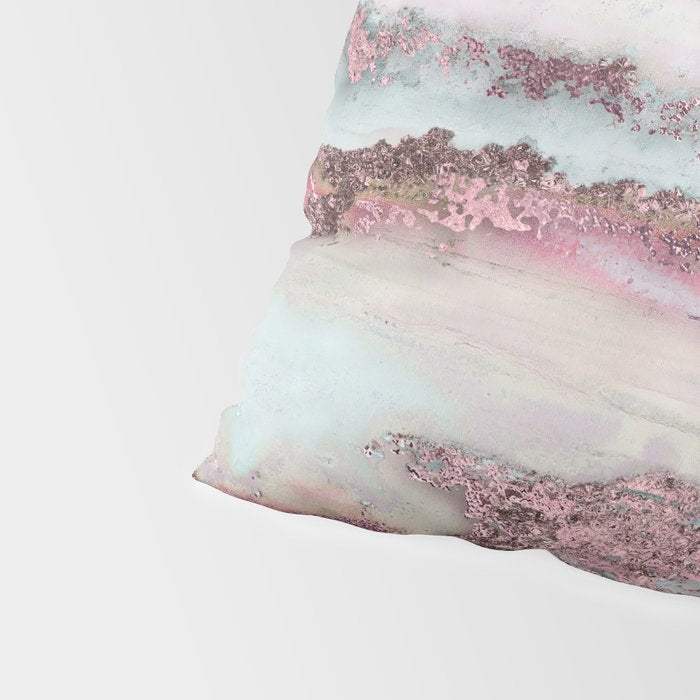 Marbled Stripes Luxury Rose Gold And Mint Glamour Pillow Sham Gallery Image 4