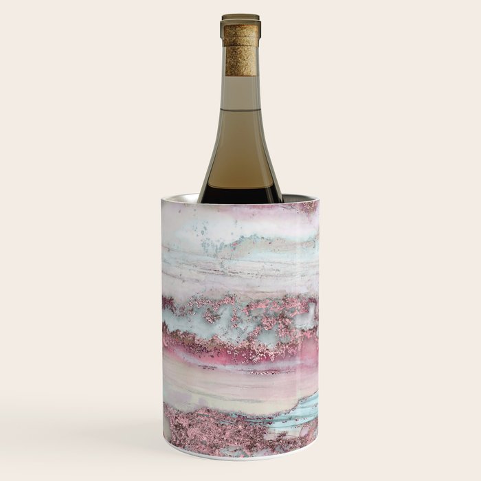 Marbled Stripes Luxury Rose Gold And Mint Glamour Wine Chiller Gallery Image 1
