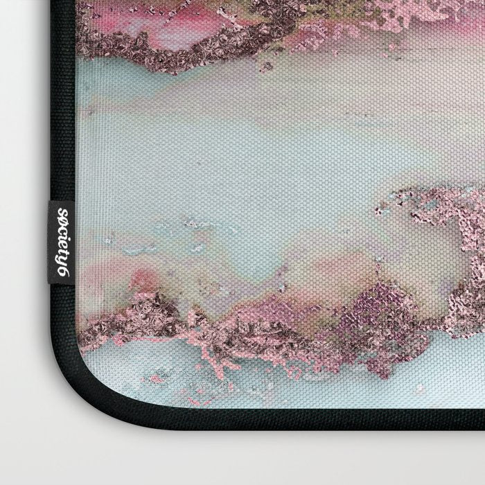 Marbled Stripes Luxury Rose Gold And Mint Glamour Laptop Sleeve Gallery Image 3