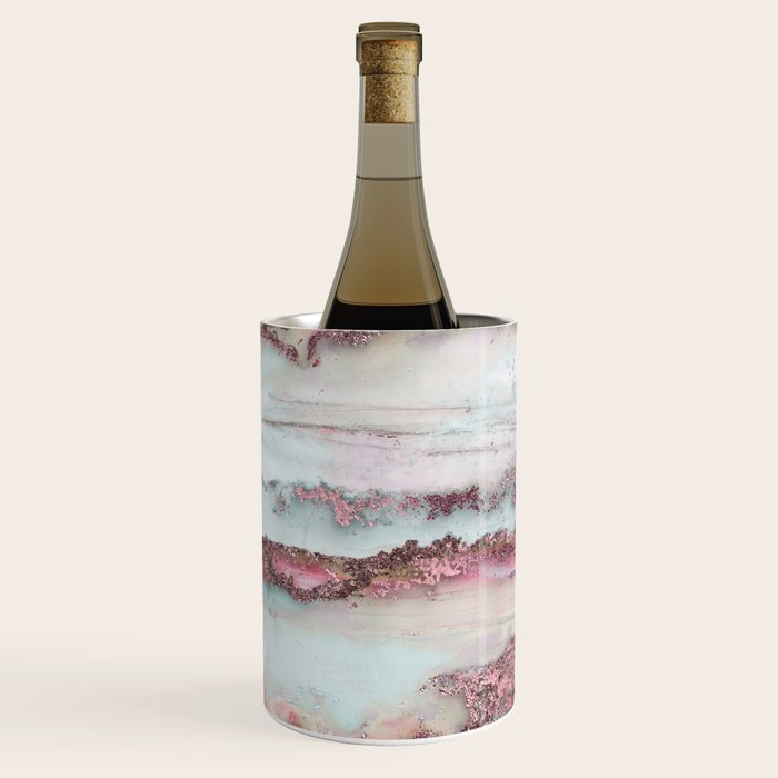 Marbled Stripes Luxury Rose Gold And Mint Glamour Wine Chiller Gallery Image 2