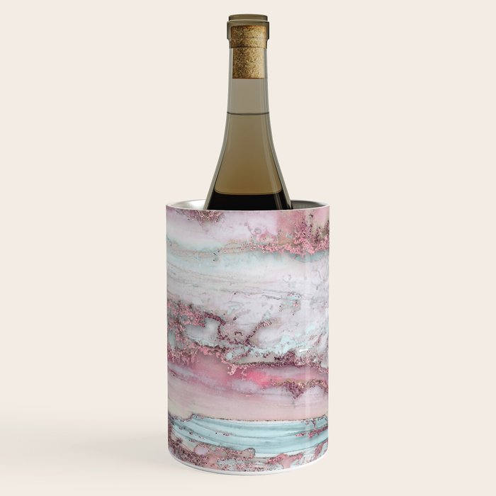 Marbled Stripes Luxury Rose Gold And Mint Glamour Wine Chiller Gallery Image 3