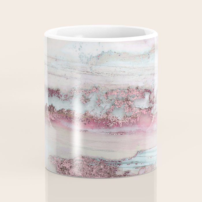 Marbled Stripes Luxury Rose Gold And Mint Glamour Coffee Mug Gallery Image 4