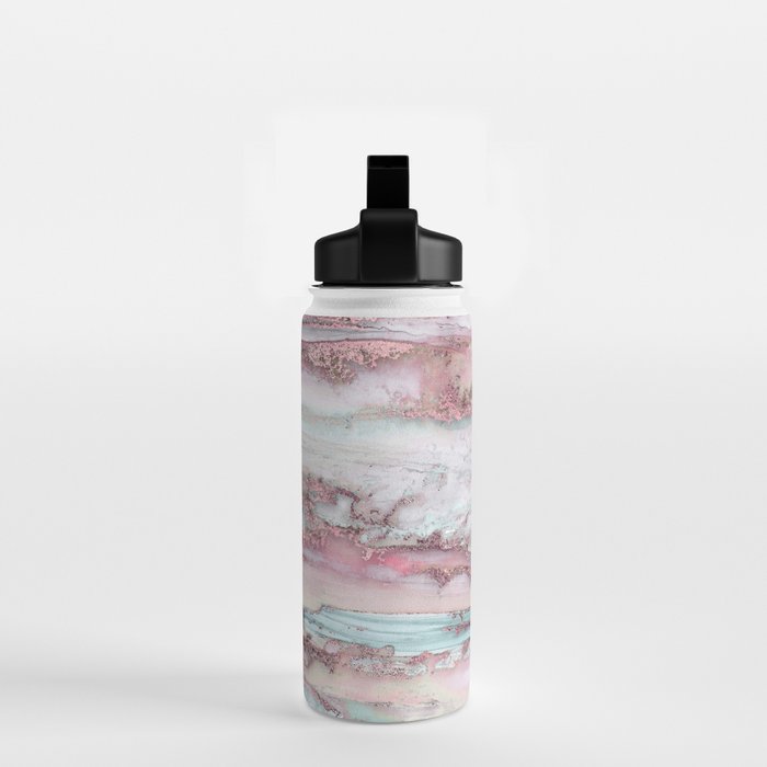 Marbled Stripes Luxury Rose Gold And Mint Glamour Water Bottle Gallery Image 2