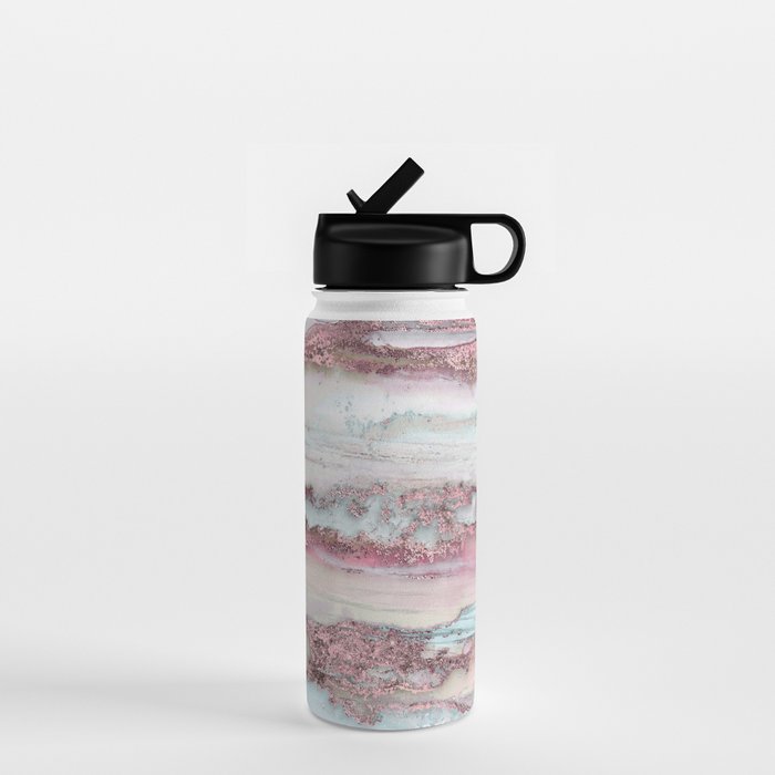 Marbled Stripes Luxury Rose Gold And Mint Glamour Water Bottle Gallery Image 1