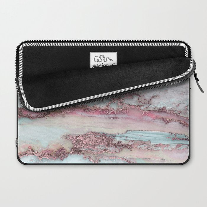 Marbled Stripes Luxury Rose Gold And Mint Glamour Laptop Sleeve Gallery Image 2