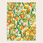 Festive, Oranges, Floral Prints, Orange and Green, Watercolor Poster Gallery Image 4