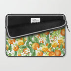 Festive, Oranges, Floral Prints, Orange and Green, Watercolor Laptop Sleeve Gallery Image 2