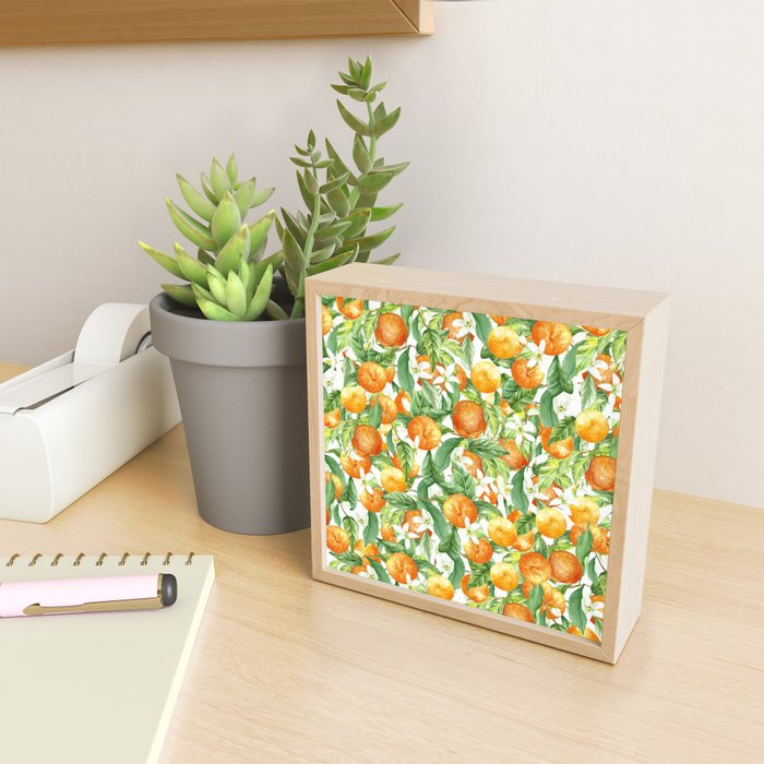Festive, Oranges, Floral Prints, Orange and Green, Watercolor Mini Art Print Gallery Image 2