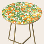 Festive, Oranges, Floral Prints, Orange and Green, Watercolor Side Table Gallery Image 2