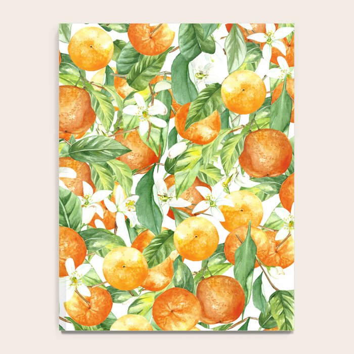 Festive, Oranges, Floral Prints, Orange and Green, Watercolor Notebook Gallery Image 4
