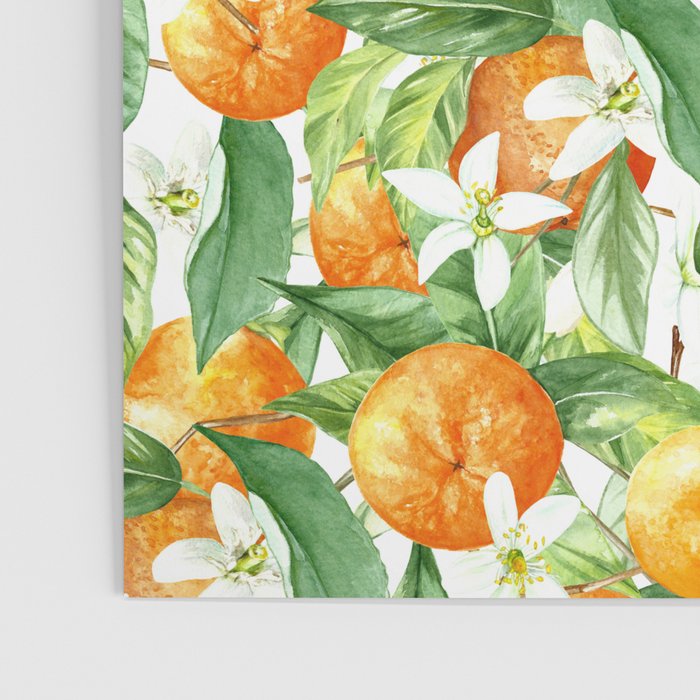 Festive, Oranges, Floral Prints, Orange and Green, Watercolor Poster Gallery Image 3