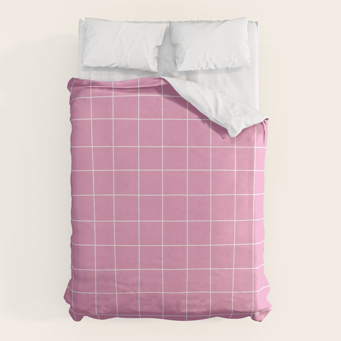 Hand Drawn Grid Hot Pink Duvet Cover Gallery Image 6