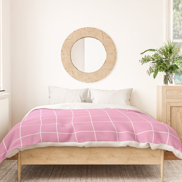 Hand Drawn Grid Hot Pink Duvet Cover Gallery Image 3