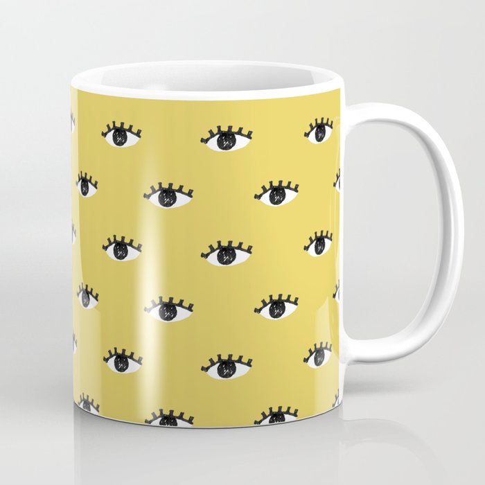 Inky Textured Eye Pattern - Olive Oil Coffee Mug Gallery Image 1