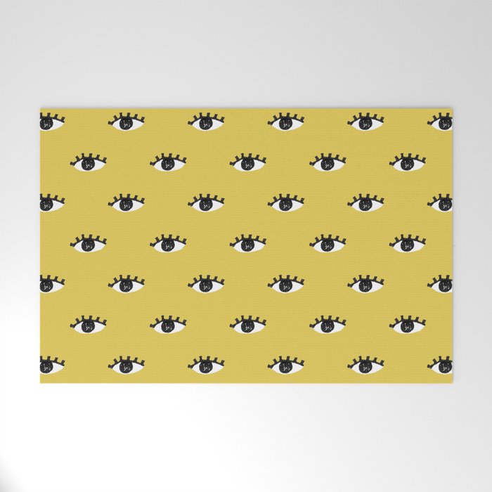 Inky Textured Eye Pattern - Olive Oil Welcome Mat Gallery Image 1