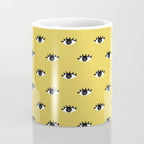 Inky Textured Eye Pattern - Olive Oil Coffee Mug Gallery Image 4