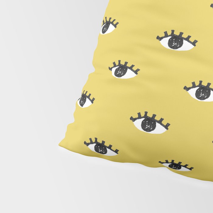 Inky Textured Eye Pattern - Olive Oil Pillow Sham Gallery Image 4