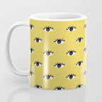 Inky Textured Eye Pattern - Olive Oil Coffee Mug Gallery Image 3