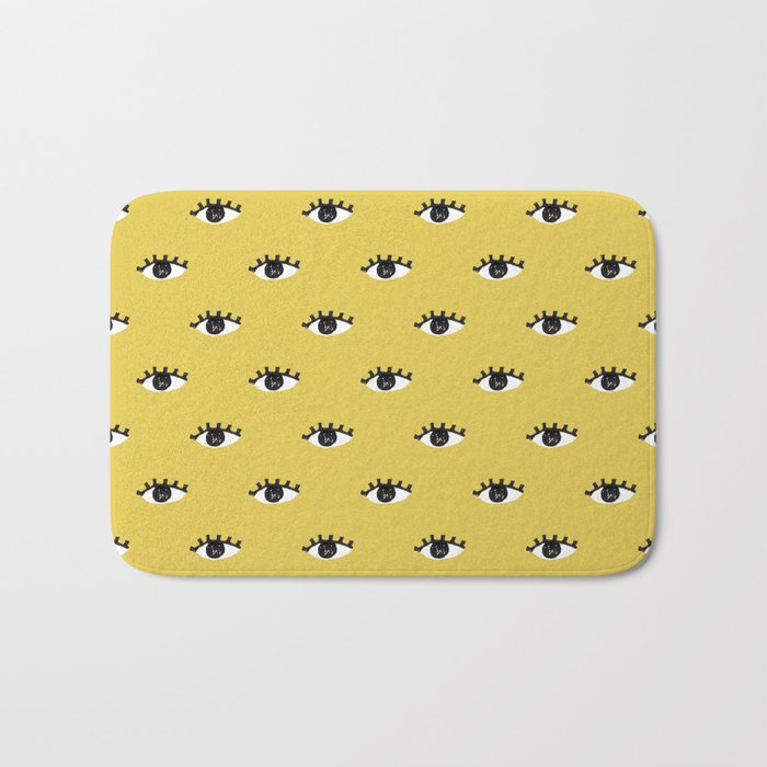 Inky Textured Eye Pattern - Olive Oil Bath Mat Gallery Image 1