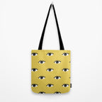Inky Textured Eye Pattern - Olive Oil Tote Bag Gallery Image 2