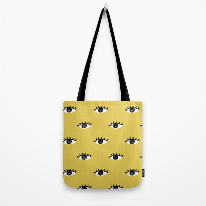 Inky Textured Eye Pattern - Olive Oil Tote Bag Gallery Image 2