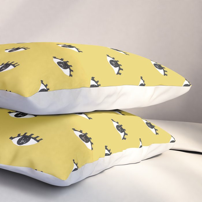 Inky Textured Eye Pattern - Olive Oil Pillow Sham Gallery Image 3