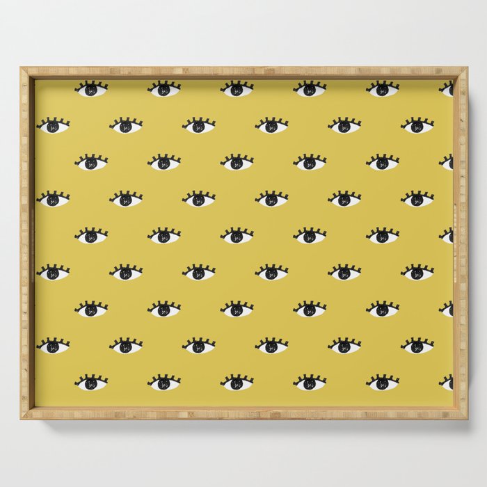Inky Textured Eye Pattern - Olive Oil Serving Tray Gallery Image 1