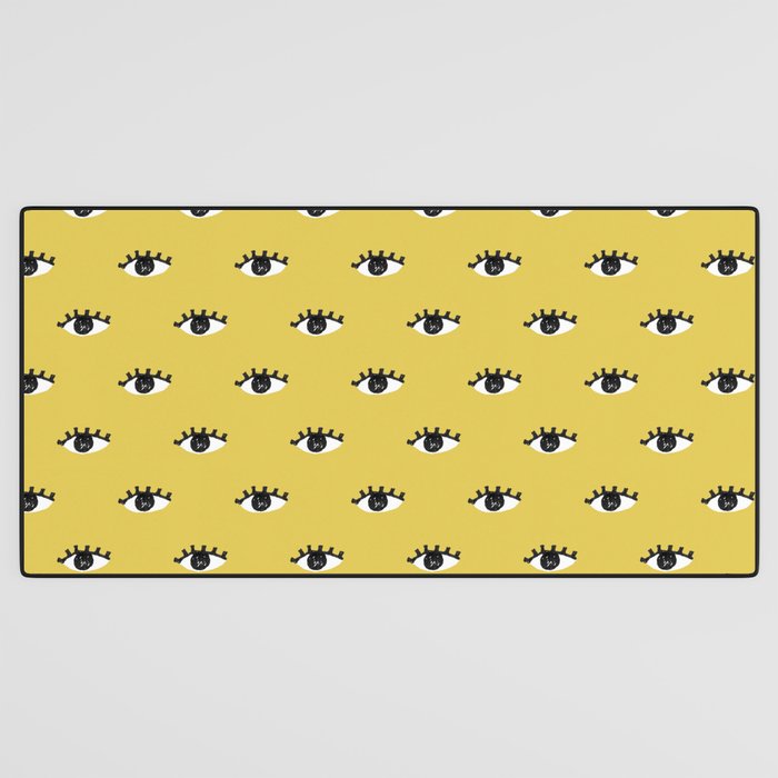 Inky Textured Eye Pattern - Olive Oil Desk Mat Gallery Image 3