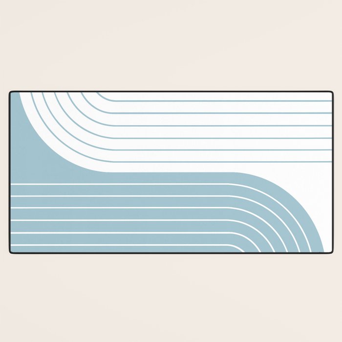 Two Tone Line Curvature XV Sky Blue Modern Arch Abstract Desk Mat Gallery Image 3