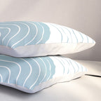 Two Tone Line Curvature XV Sky Blue Modern Arch Abstract Pillow Sham Gallery Image 3
