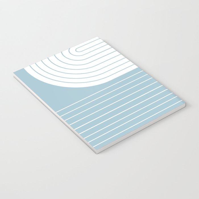 Two Tone Line Curvature XV Sky Blue Modern Arch Abstract Notebook Gallery Image 3