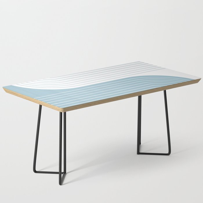 Two Tone Line Curvature XV Sky Blue Modern Arch Abstract Coffee Table Gallery Image 1
