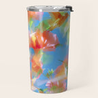 Hummingbird Bloom Blurred Hibiscus Flowers in Sky Blue Travel Mug Gallery Image 2