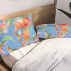 Hummingbird Bloom Blurred Hibiscus Flowers in Sky Blue Pillow Sham Gallery Image 2